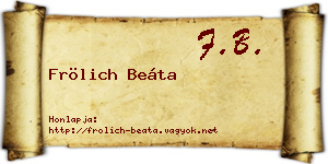 Frölich Beáta névjegykártya